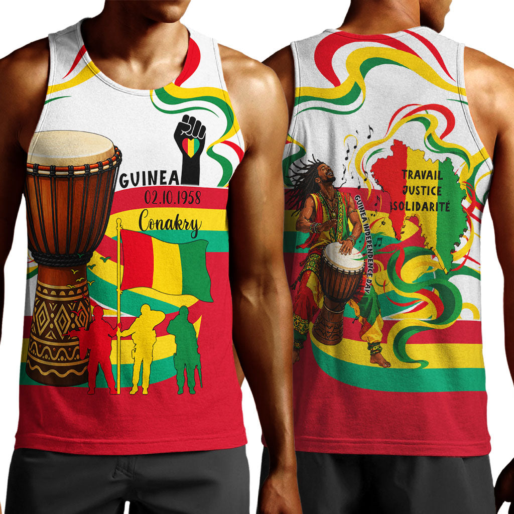 Guinea Independence Day Conakry Men Tank Top African Flag Djembe Drum Freedom