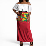 Guinea Independence Day Conakry Off Shoulder Maxi Dress African Flag Djembe Drum Freedom