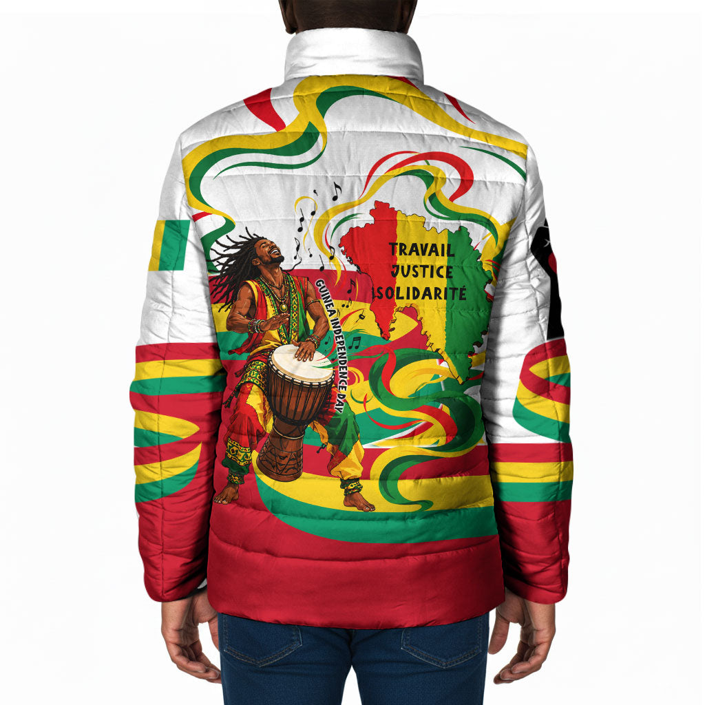Guinea Independence Day Conakry Padded Jacket African Flag Djembe Drum Freedom