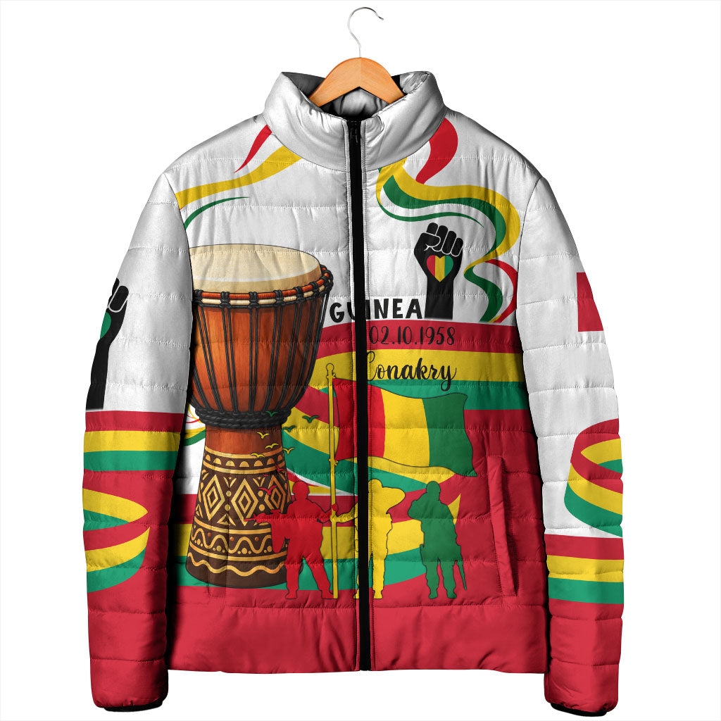 Guinea Independence Day Conakry Padded Jacket African Flag Djembe Drum Freedom