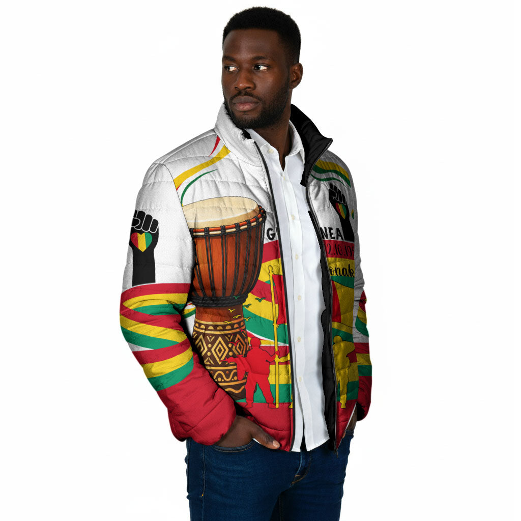 Guinea Independence Day Conakry Padded Jacket African Flag Djembe Drum Freedom
