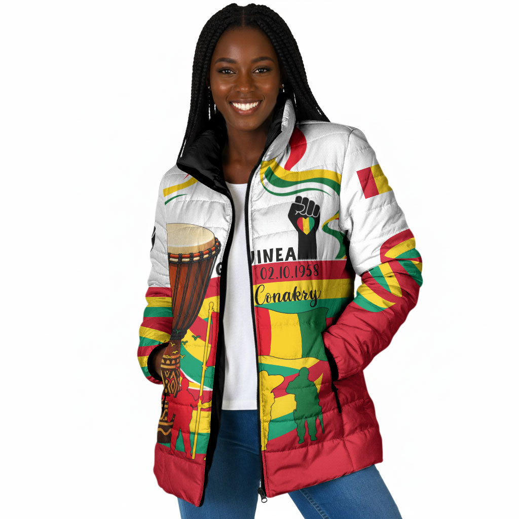 Guinea Independence Day Conakry Padded Jacket African Flag Djembe Drum Freedom