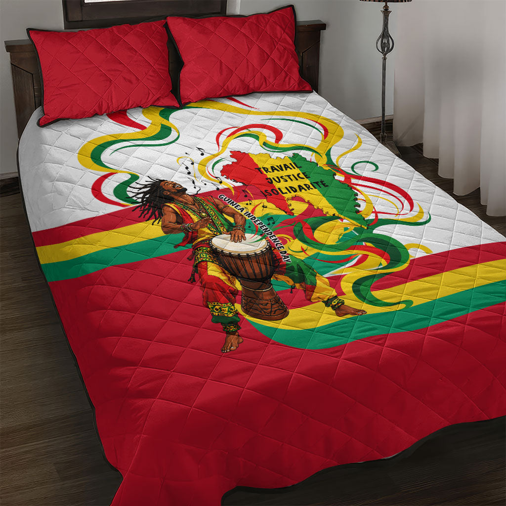 Guinea Independence Day Conakry Quilt Bed Set African Flag Djembe Drum Freedom