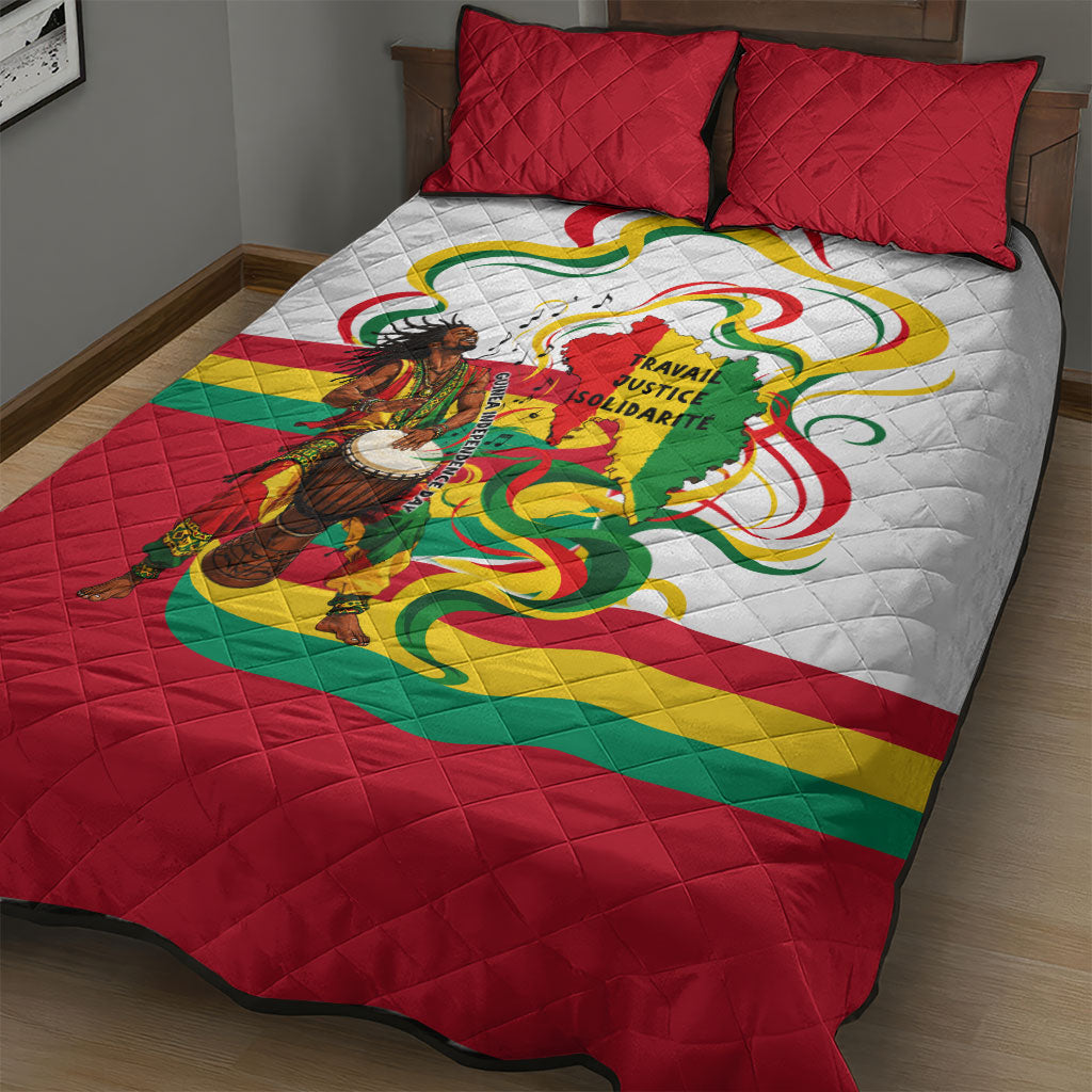 Guinea Independence Day Conakry Quilt Bed Set African Flag Djembe Drum Freedom