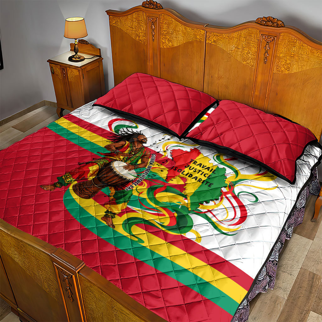 Guinea Independence Day Conakry Quilt Bed Set African Flag Djembe Drum Freedom
