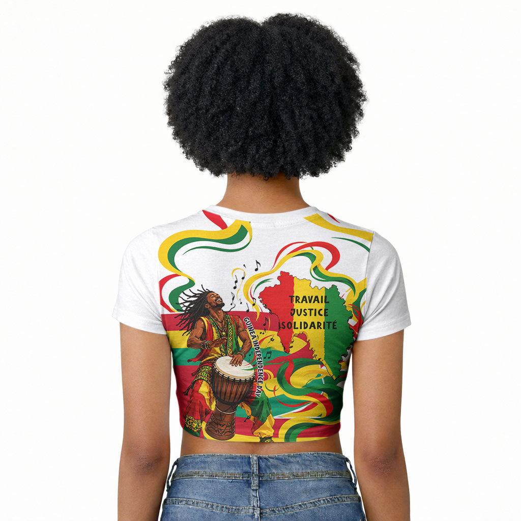 Guinea Independence Day Conakry Raglan Cropped T shirt African Flag Djembe Drum Freedom