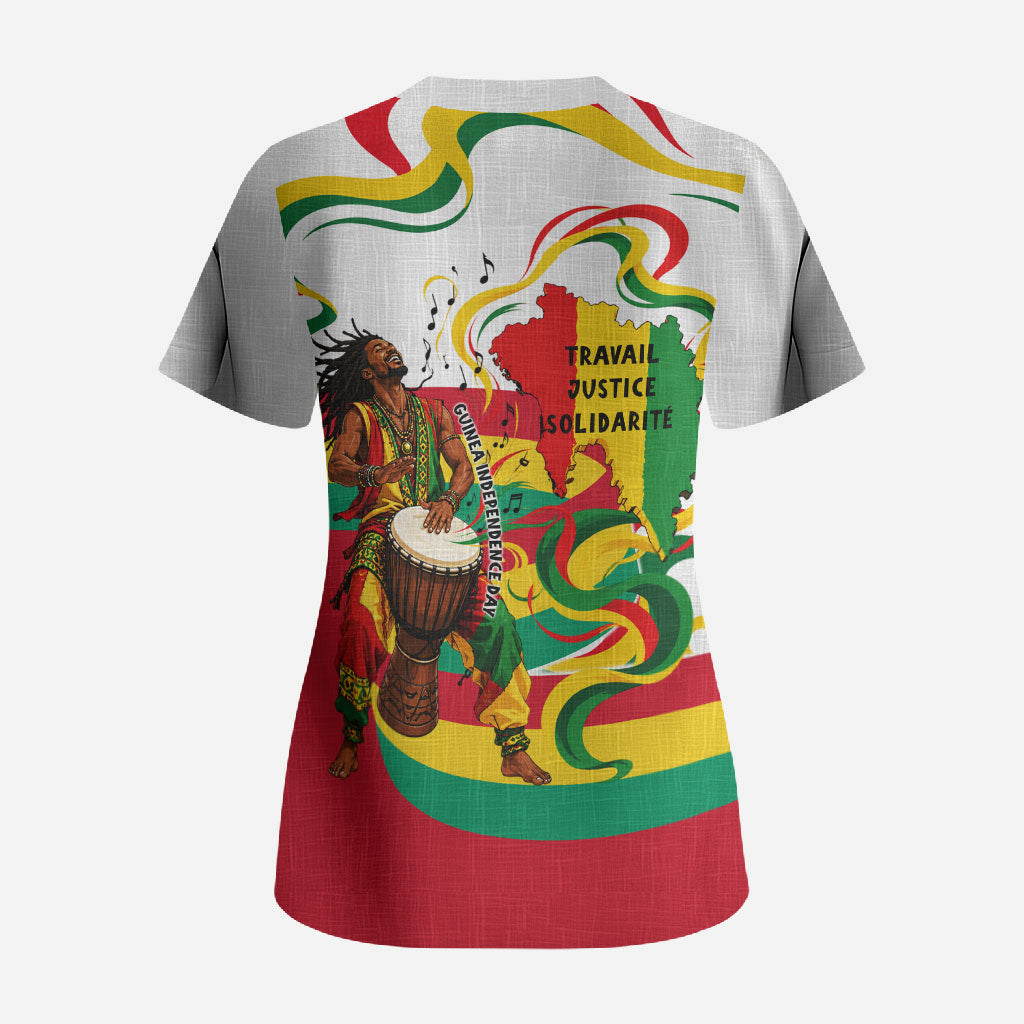 Guinea Independence Day Conakry Scrub Top African Flag Djembe Drum Freedom