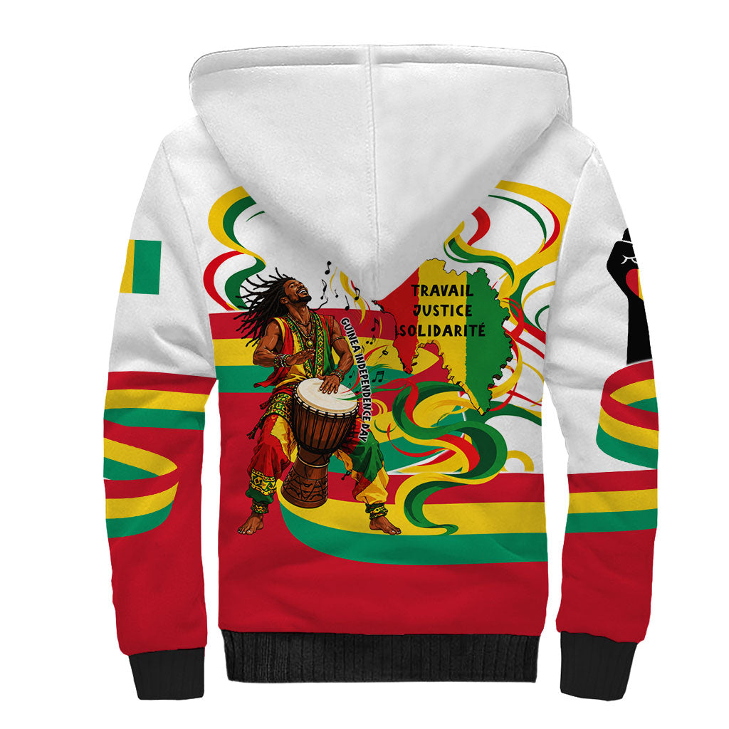 Guinea Independence Day Conakry Sherpa Hoodie African Flag Djembe Drum Freedom
