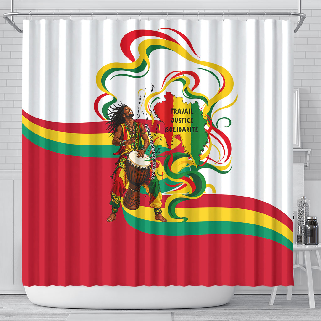 Guinea Independence Day Conakry Shower Curtain African Flag Djembe Drum Freedom