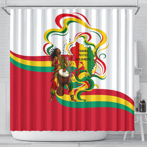 Guinea Independence Day Conakry Shower Curtain African Flag Djembe Drum Freedom
