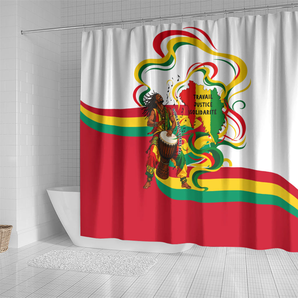 Guinea Independence Day Conakry Shower Curtain African Flag Djembe Drum Freedom