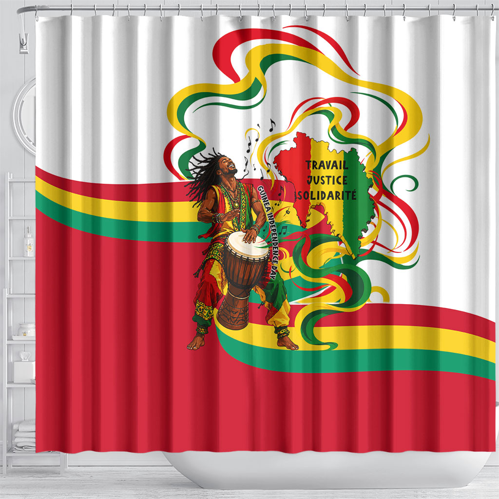 Guinea Independence Day Conakry Shower Curtain African Flag Djembe Drum Freedom