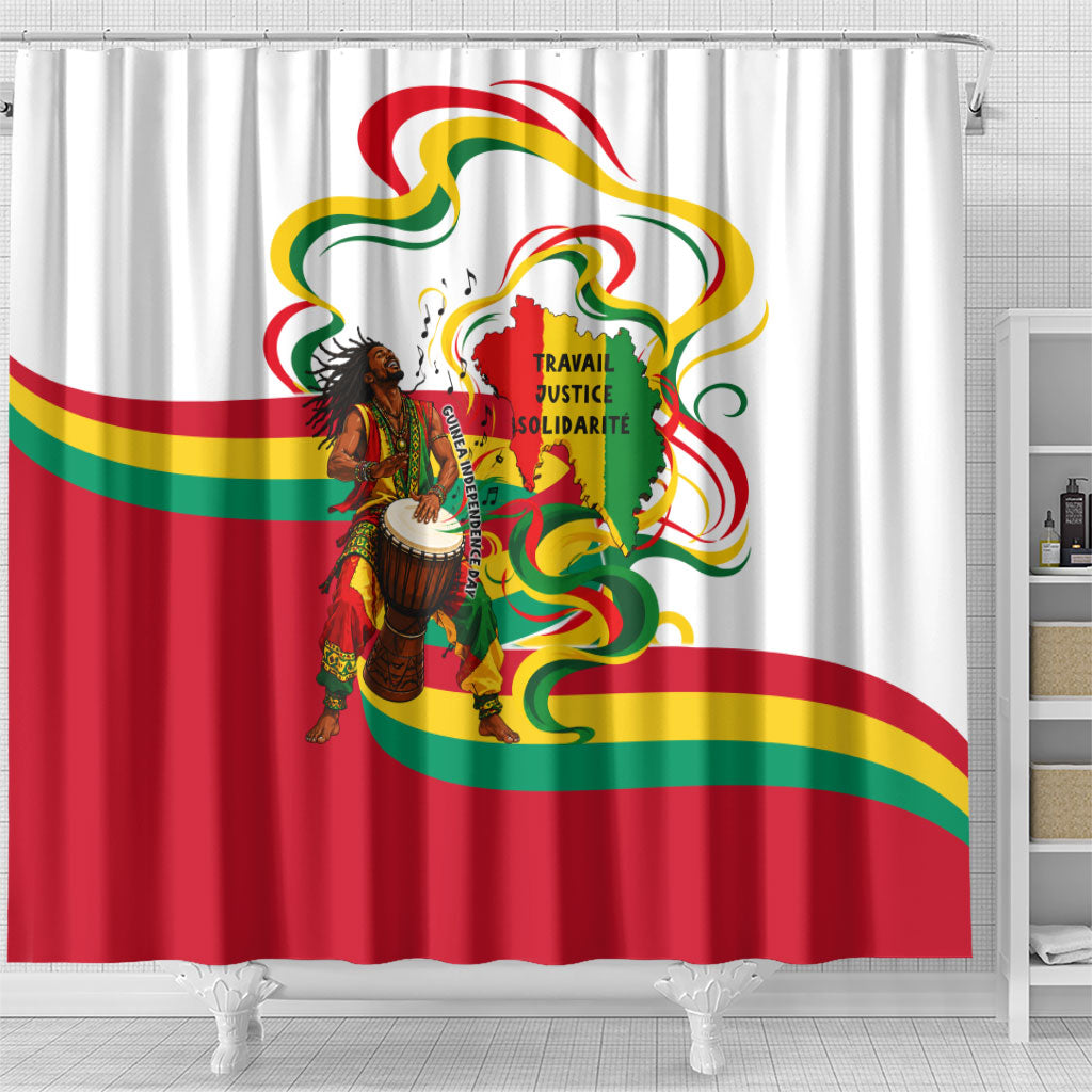 Guinea Independence Day Conakry Shower Curtain African Flag Djembe Drum Freedom
