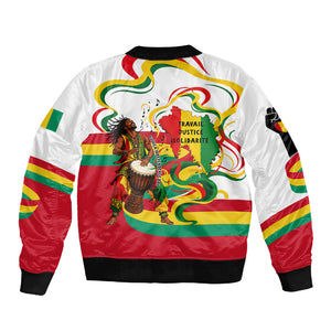 Guinea Independence Day Conakry Sleeve Zip Bomber Jacket African Flag Djembe Drum Freedom
