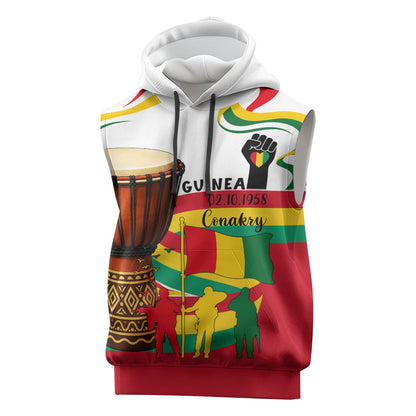 Guinea Independence Day Conakry Sleeveless Hoodie African Flag Djembe Drum Freedom