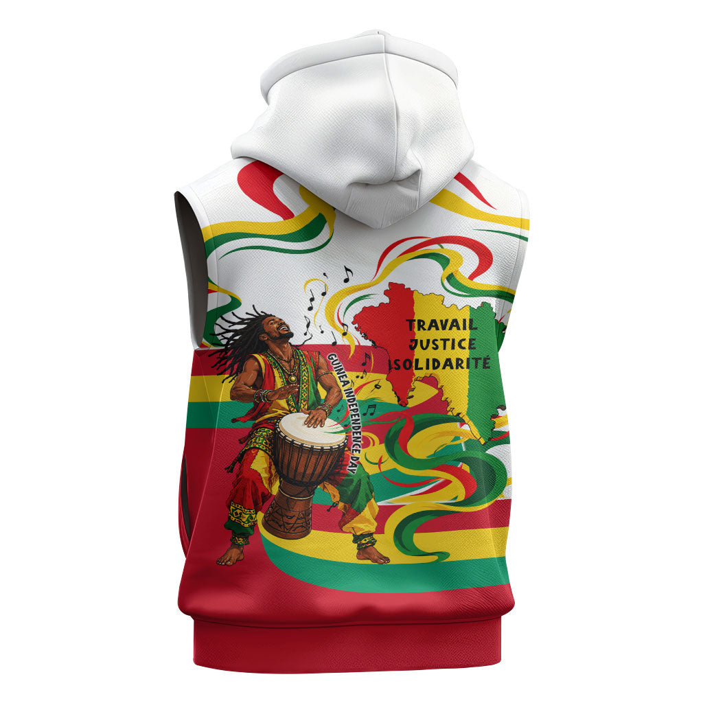 Guinea Independence Day Conakry Sleeveless Hoodie African Flag Djembe Drum Freedom