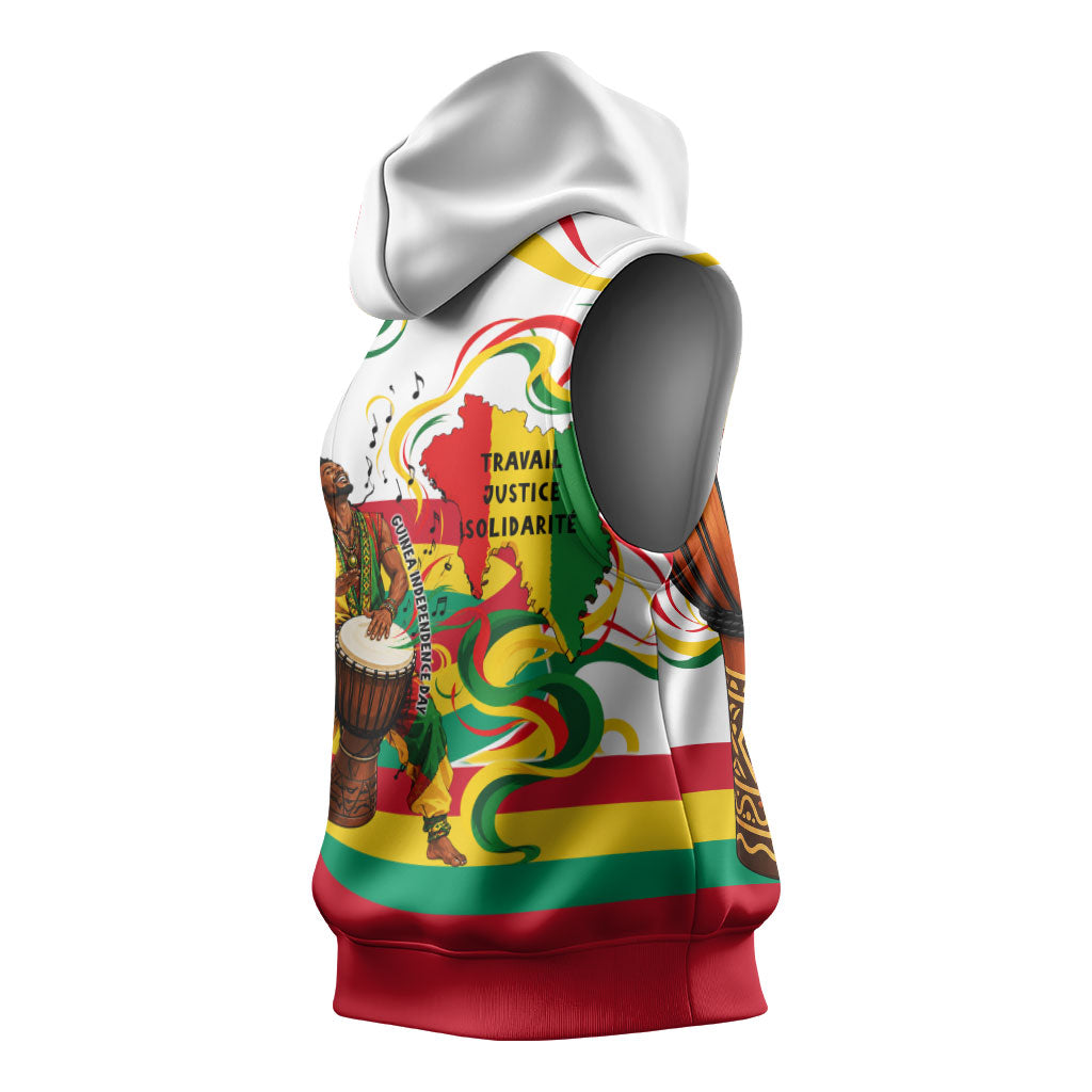 Guinea Independence Day Conakry Sleeveless Hoodie African Flag Djembe Drum Freedom