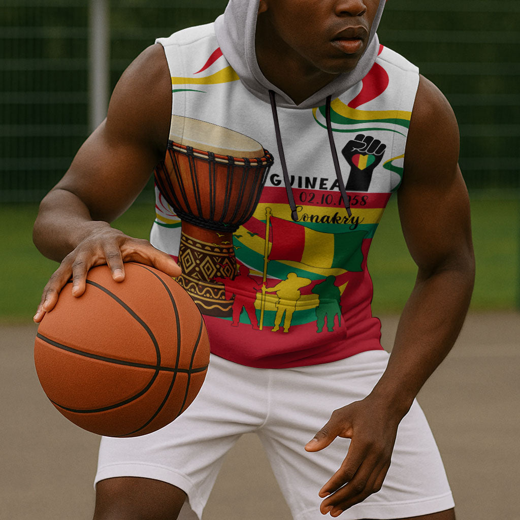 Guinea Independence Day Conakry Sleeveless Hoodie African Flag Djembe Drum Freedom