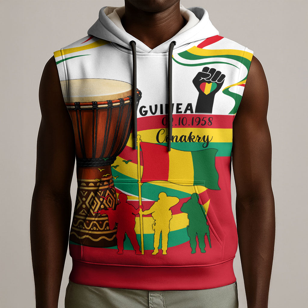 Guinea Independence Day Conakry Sleeveless Hoodie African Flag Djembe Drum Freedom