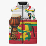 Guinea Independence Day Conakry Sleeveless Puffer Jacket African Flag Djembe Drum Freedom