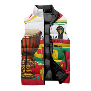 Guinea Independence Day Conakry Sleeveless Puffer Jacket African Flag Djembe Drum Freedom