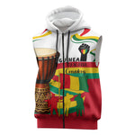 Guinea Independence Day Conakry Sleeveless Zip Hoodie African Flag Djembe Drum Freedom