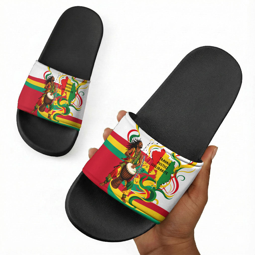 Guinea Independence Day Conakry Slide Sandals African Flag Djembe Drum Freedom