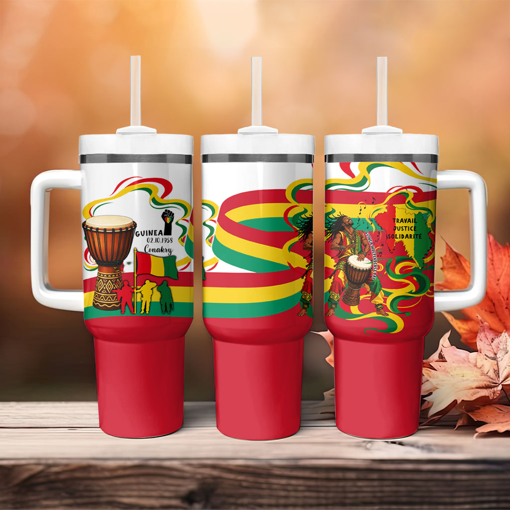 Guinea Independence Day Conakry Tumbler With Handle African Flag Djembe Drum Freedom