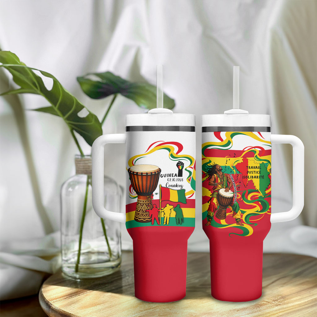 Guinea Independence Day Conakry Tumbler With Handle African Flag Djembe Drum Freedom