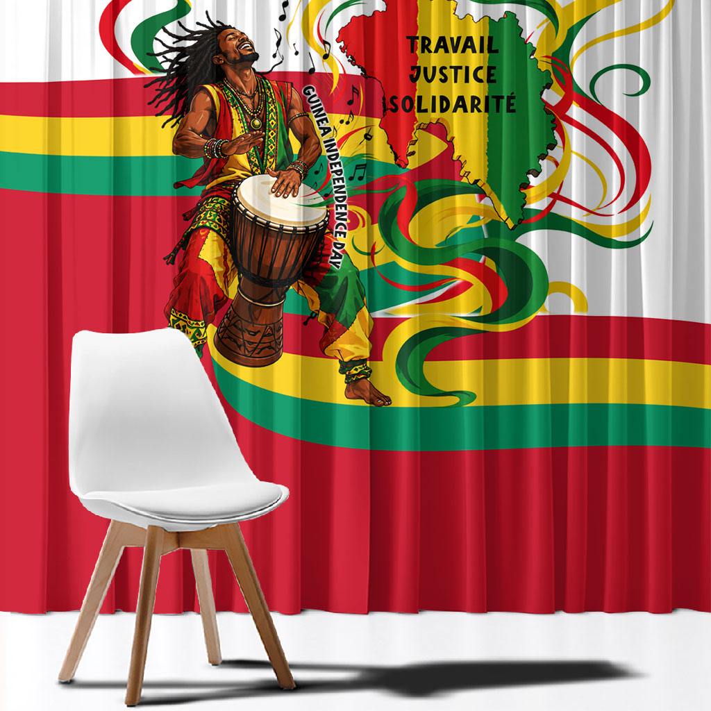 Guinea Independence Day Conakry Window Curtain African Flag Djembe Drum Freedom