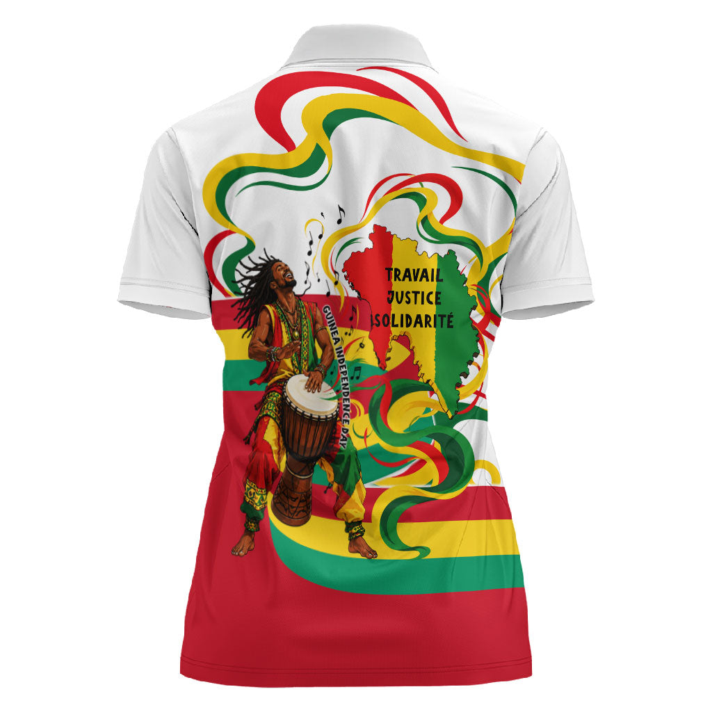 Guinea Independence Day Conakry Women Polo Shirt African Flag Djembe Drum Freedom