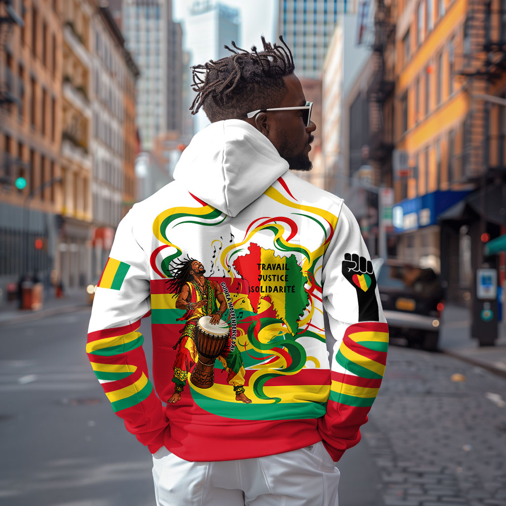 Guinea Independence Day Conakry Zip Hoodie African Flag Djembe Drum Freedom