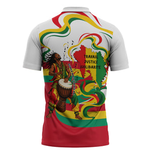 Guinea Independence Day Conakry Zipper Polo Shirt African Flag Djembe Drum Freedom