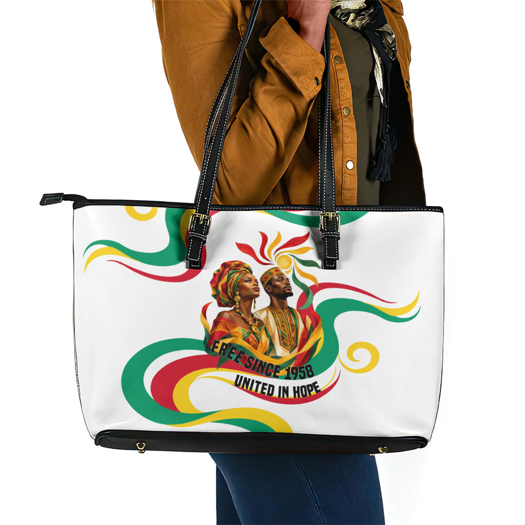 Guinea Independence Day 1958 Leather Tote Bag Guinee Independante Flag