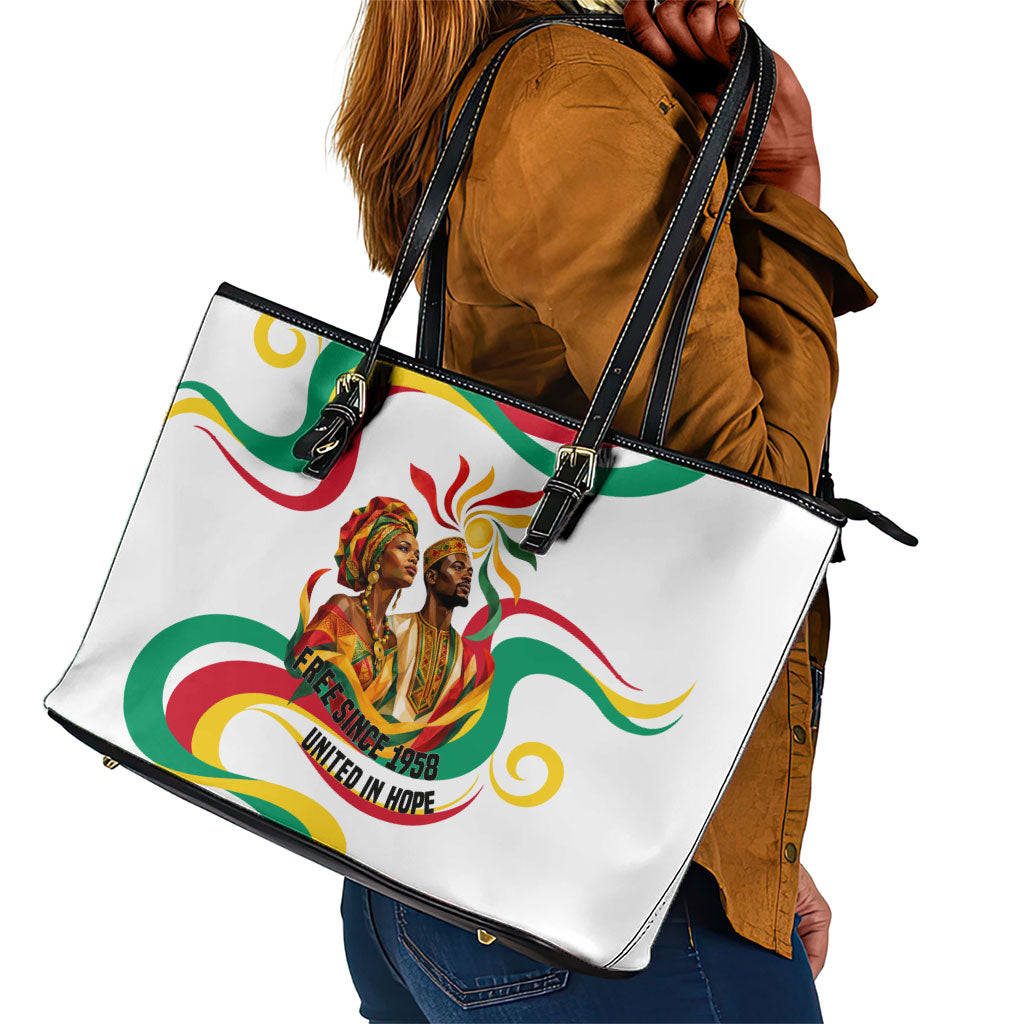 Guinea Independence Day 1958 Leather Tote Bag Guinee Independante Flag