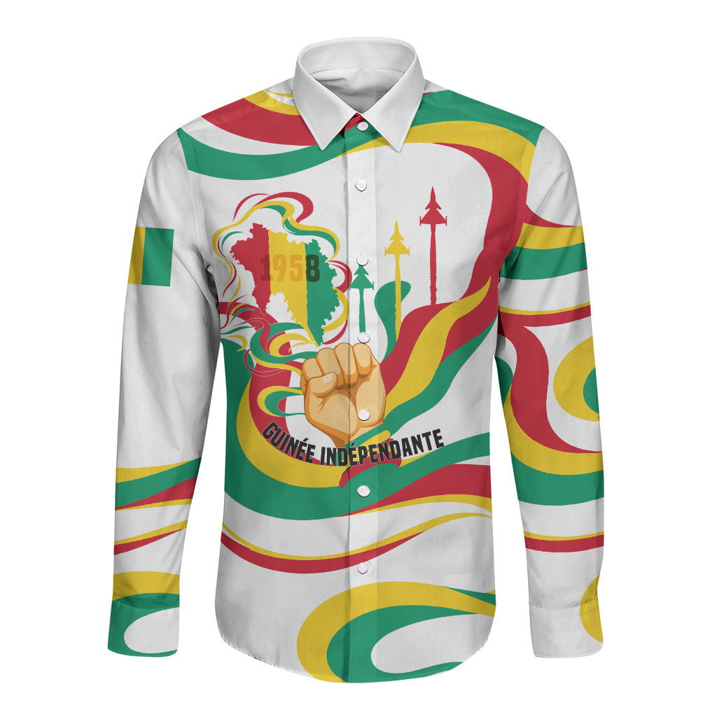 Guinea Independence Day 1958 Long Sleeve Button Shirt Guinee Independante Flag