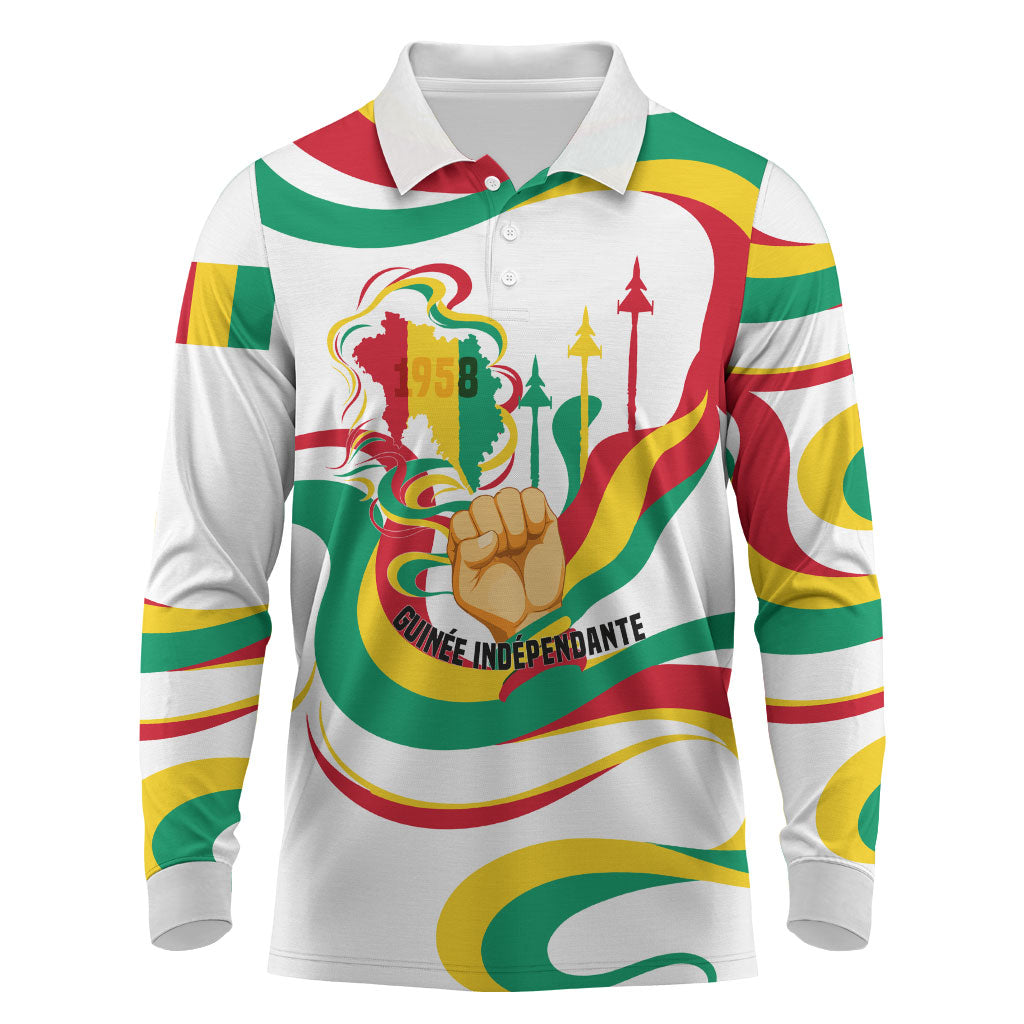 Guinea Independence Day 1958 Long Sleeve Polo Shirt Guinee Independante Flag