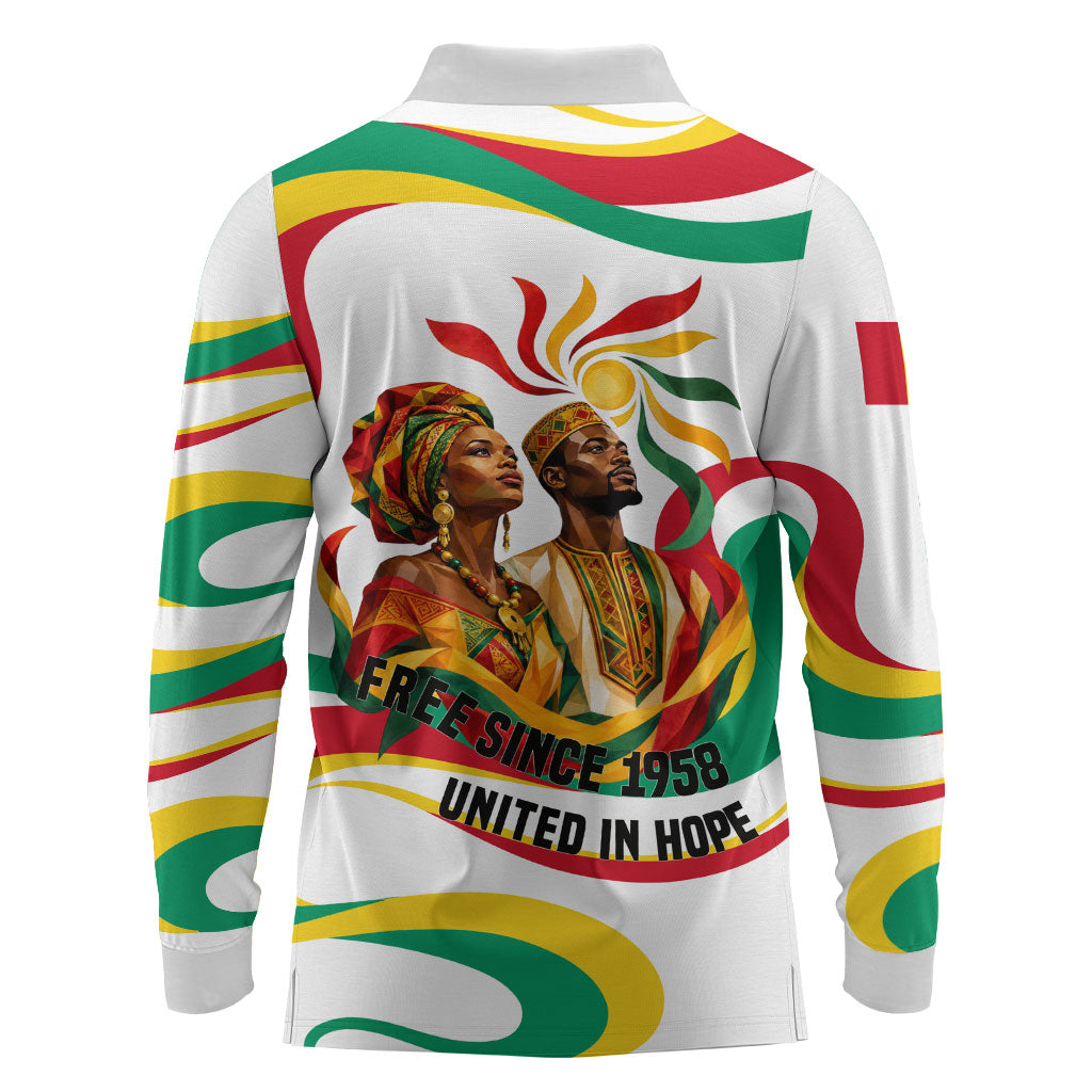 Guinea Independence Day 1958 Long Sleeve Polo Shirt Guinee Independante Flag