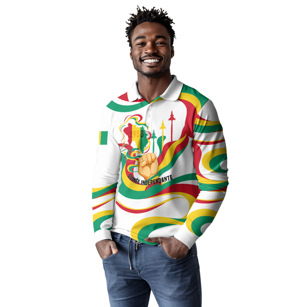 Guinea Independence Day 1958 Long Sleeve Polo Shirt Guinee Independante Flag