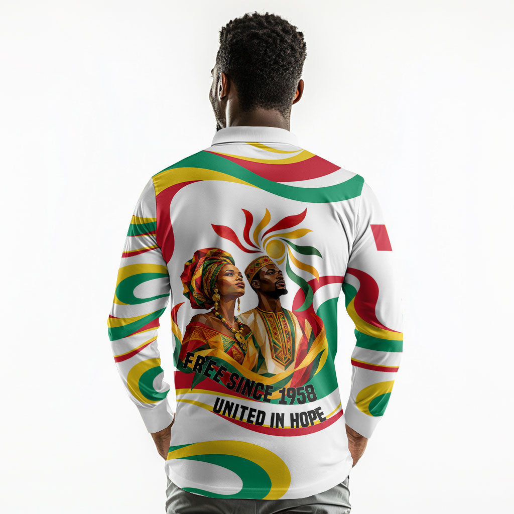 Guinea Independence Day 1958 Long Sleeve Polo Shirt Guinee Independante Flag