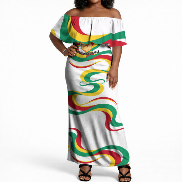 Guinea Independence Day 1958 Off Shoulder Maxi Dress Guinee Independante Flag