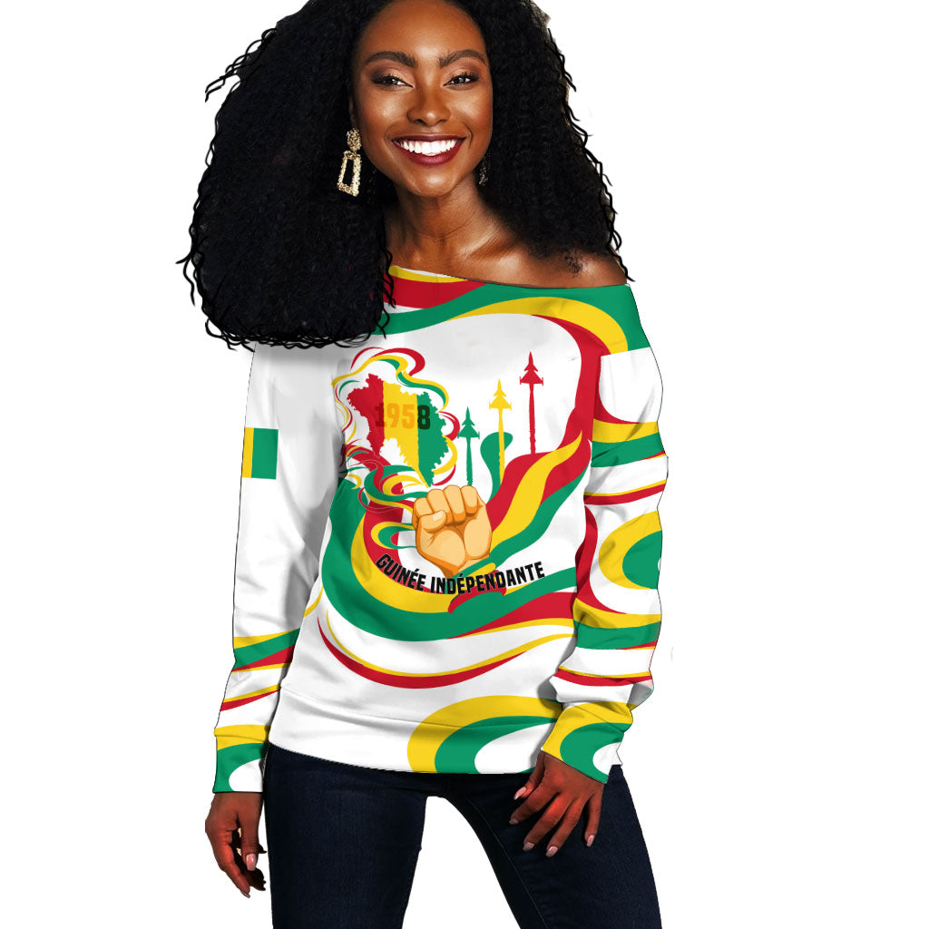 Guinea Independence Day 1958 Off Shoulder Sweater Guinee Independante Flag