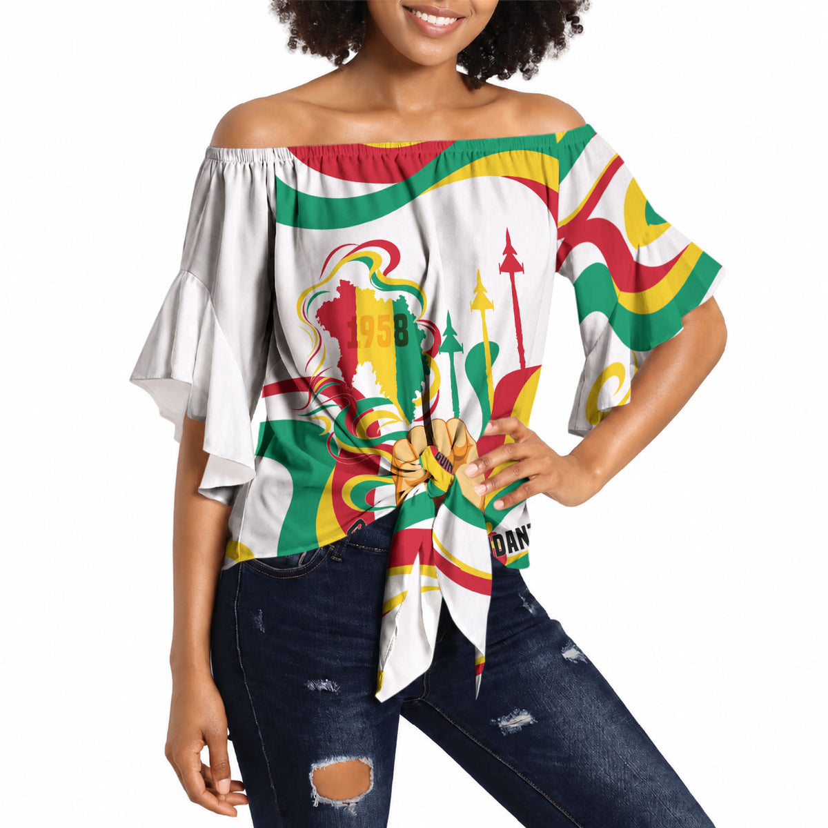 Guinea Independence Day 1958 Off Shoulder Wrap Waist Top Guinee Independante Flag