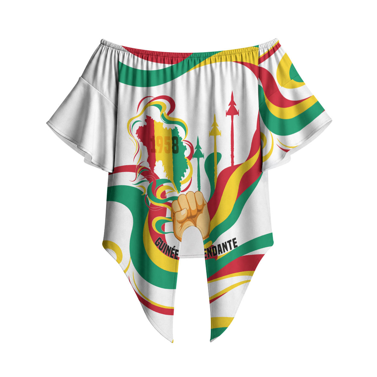 Guinea Independence Day 1958 Off Shoulder Wrap Waist Top Guinee Independante Flag