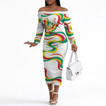 Guinea Independence Day 1958 Off The Shoulder Long Sleeve Dress Guinee Independante Flag