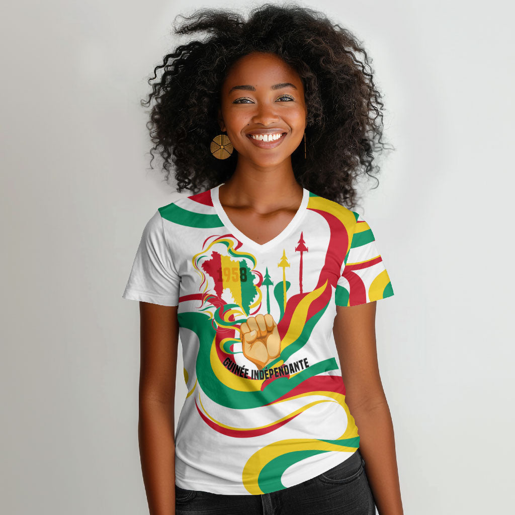 Guinea Independence Day 1958 Women V-Neck T-Shirt Guinee Independante Flag