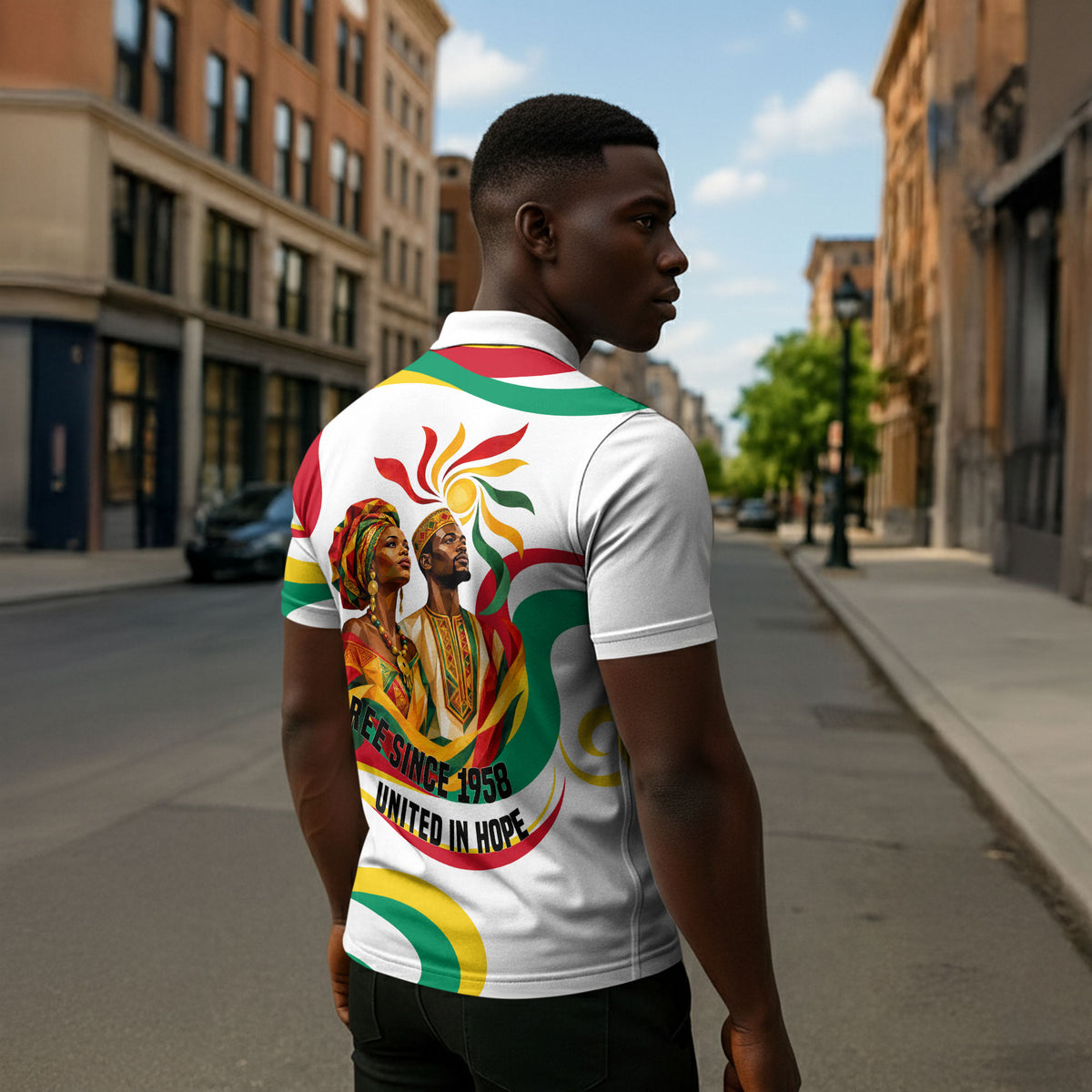 Guinea Independence Day 1958 Zipper Polo Shirt Guinee Independante Flag