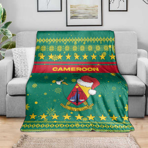 Cameroon Christmas Blanket Coat of Arms Santa Hat and Stars Motif - African Pride