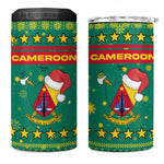 Cameroon Christmas 4 in 1 Can Cooler Tumbler Coat of Arms Santa Hat and Stars Motif - African Pride