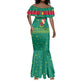Cameroon Christmas Mermaid Dress Coat of Arms Santa Hat and Stars Motif - African Pride